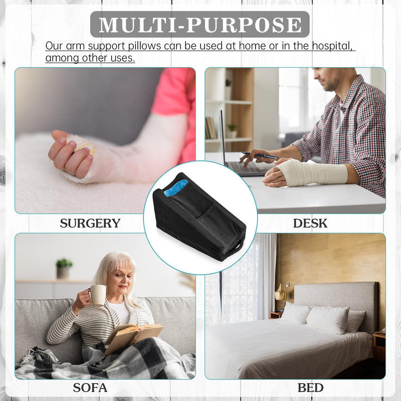 [Australia] - Buryeah Arm Elevation Pillow with 2 Pockets, Soft Ergonomic Support Pillow for Elbow Rest Wedge Broken Arm Gifts with High Density Foam for Recovery Sleeping(Black) Black 