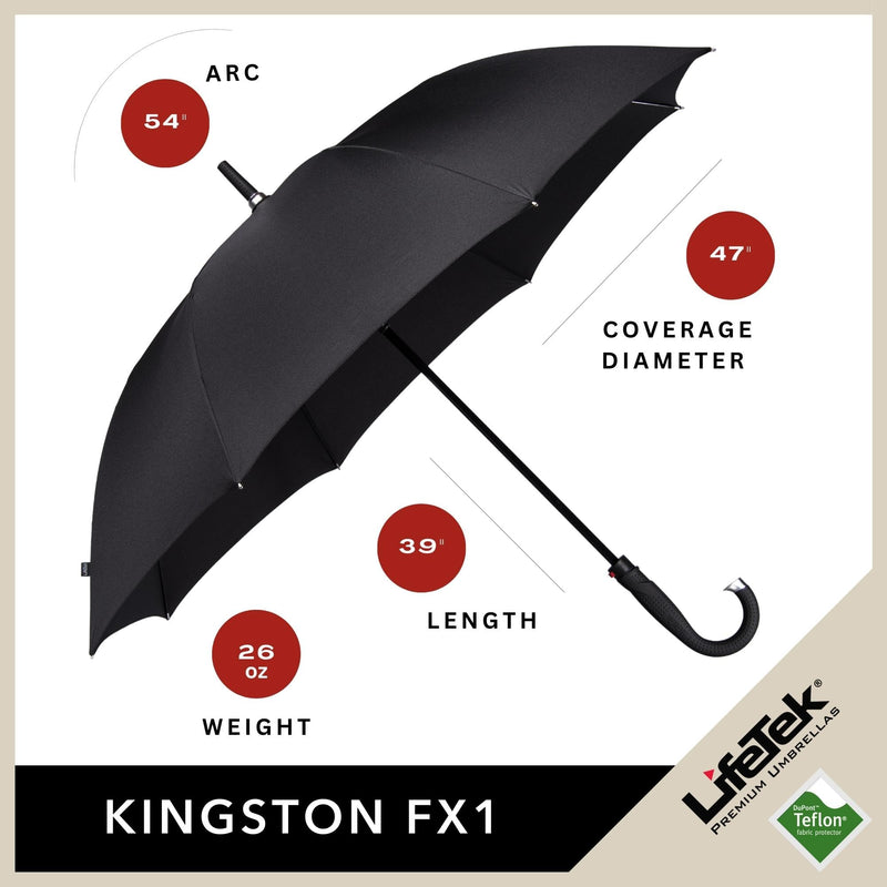 Kingston FX1 Windproof Golf Umbrella and Blue FX1 Windproof Travel Umbrella - Premium Construction Umbrellas for the Rain and Sun - Superior Water and UV Protection for Men and Women
