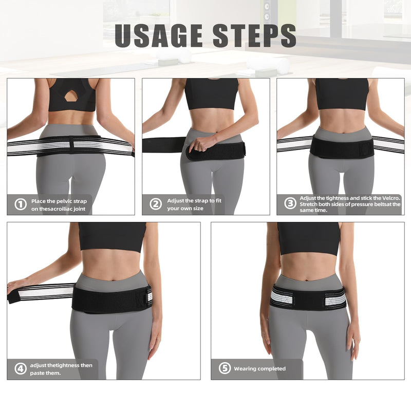 Sacroiliac SI Joint Hip Brace with Dual-Compression Tech - Sciatica & Lower Back Pain Relief Belt for Women/Men, Adjustable 32-56" (CoolMax+Neoprene) 32-56 Inches Waist