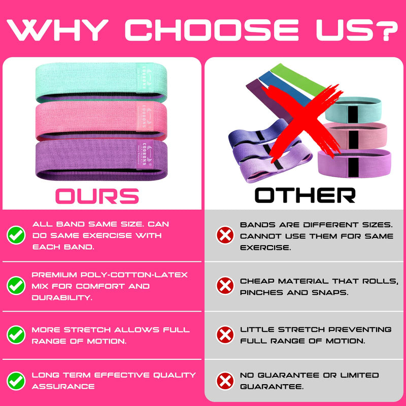 [Australia] - Fabric Resistance Bands for Working Out - Exercise Bands for Women and Men, Booty Bands for Legs and Butt, Yoga, Pilates, Rehab, Fitness and Home Workout Pink 