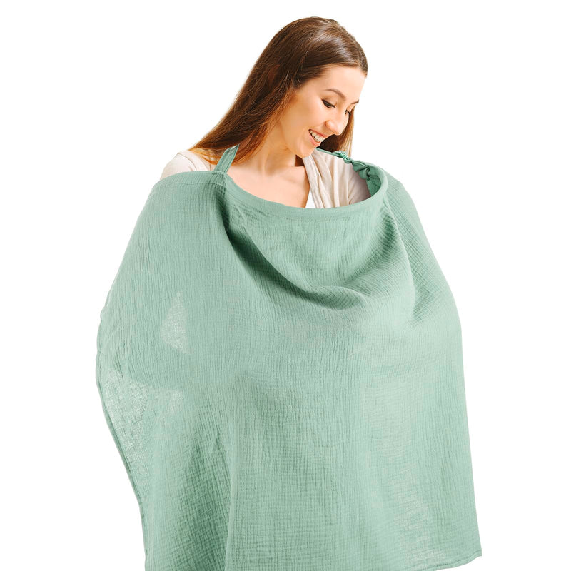 [Australia] - CORATED Nursing Cover for Baby Breastfeeding, Muslin Breathable Breastfeeding Cover Essentials with Rigid Hoop, Multi-use Adjustable Privacy Nursing Apron Cover Bright Green 