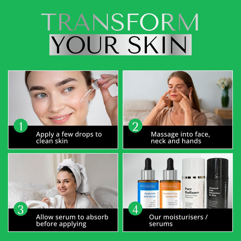 RETINOL SERUM for Face - Anti Aging Night Serum with Hyaluronic Acid & Vitamin E - Wrinkle Reducing, Pore Minimizing Face Serum for Fine Lines, Dark Spots & Uneven Skin Tone DERMAWORKS