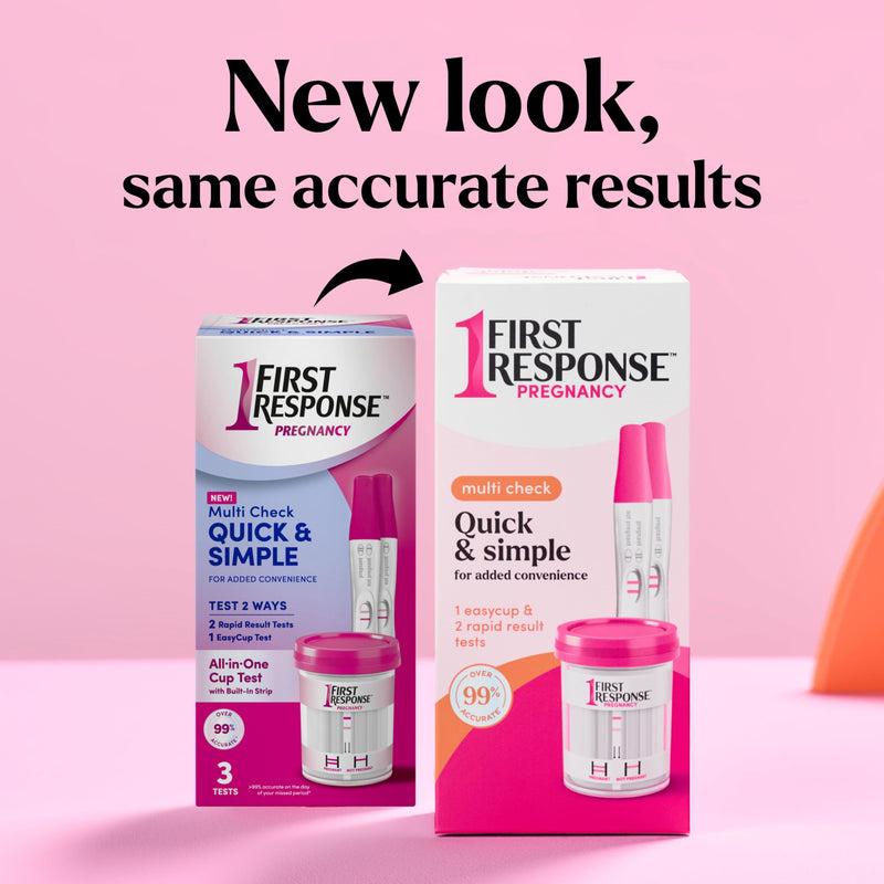 First Response Multi Check Pregnancy Test Kit, 1 Kit | Test 2 Ways, EasyCup Test with Pregnancy Test Strip, Rapid Result Pregnancy Tests, Over 99% Accurate*, Trusted For 30 Years
