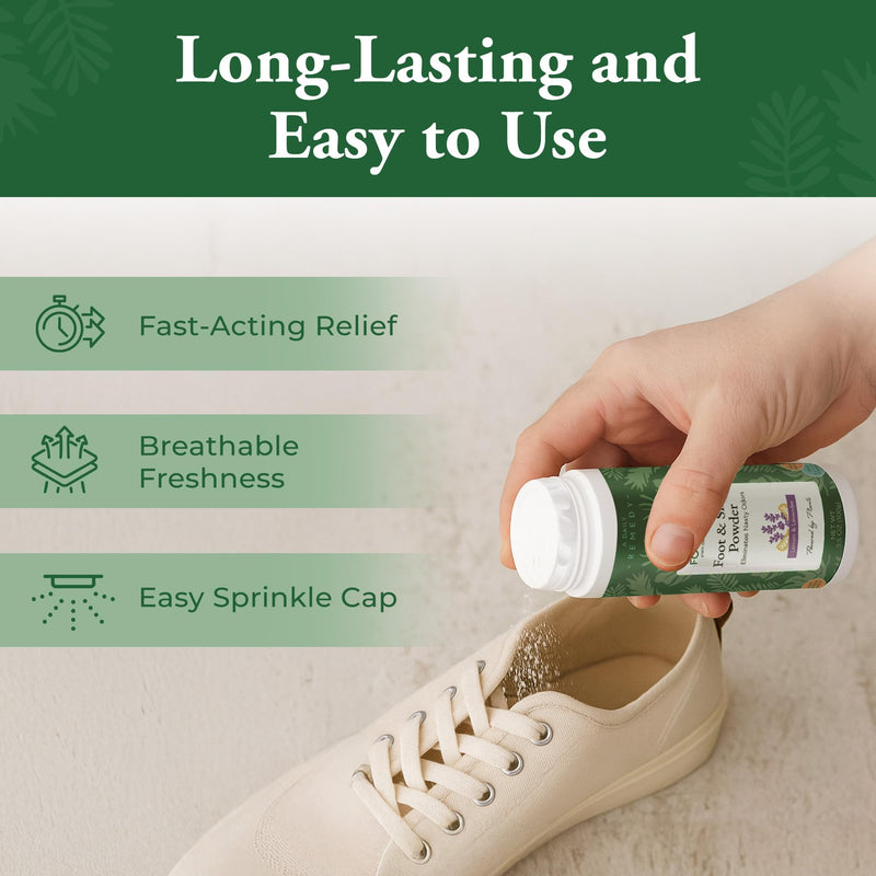 FOOT SENSE All Natural Foot & Shoe Powder, Foot Odor Eliminator for Long-Lasting Odor Control Lasts up to 6 Months, Deodorizes, Safe for Men, Women, Kids, Athletes, 100g 3.5 Ounce (Pack of 1)