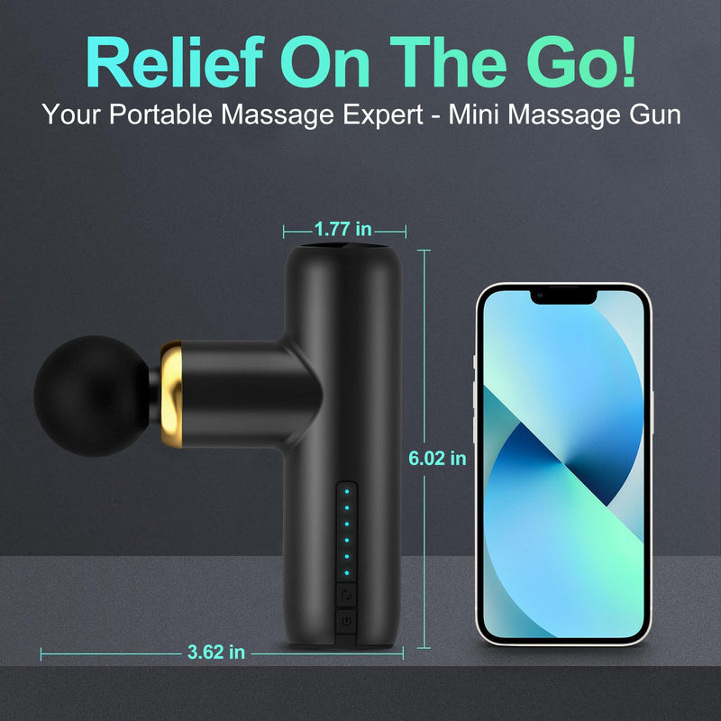 Mini Massage Gun Pocket-Sized Massage Gun Deep Tissue Quiet, Portable Percussion Muscle Travel Massager Gun,Back/Neck Massager for Pain Relief Deep Tissue (Black) Black