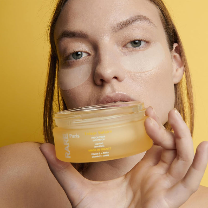 Trésor Solaire - Soothing Under Eye Patches - Soothing & Strengthening - With Vitamin E & Arnica - Brightening, Firming & Revitalizing - Multi-Active Serum Formula - 30 Pairs Tresor Yellow