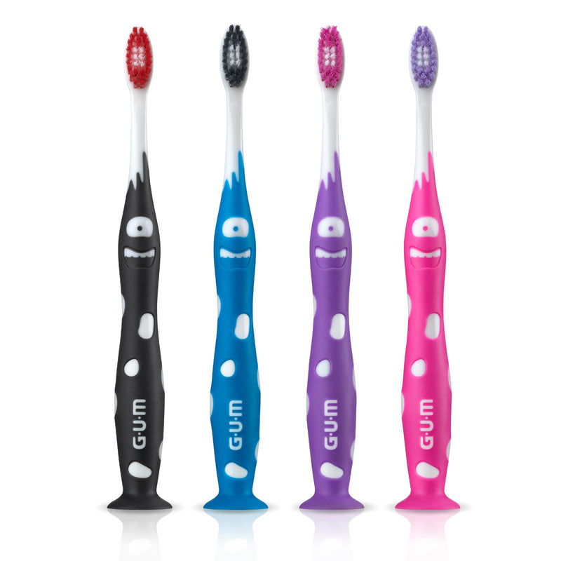 [Australia] - GUM Monsterz Jr Kids‚Äô Toothbrush, Soft Bristled Children‚Äôs Toothbrush with Suction Cup, for Ages 5+, 1 Count(Pack of 6) Ages 5+ 1 Count (pack of 6) 