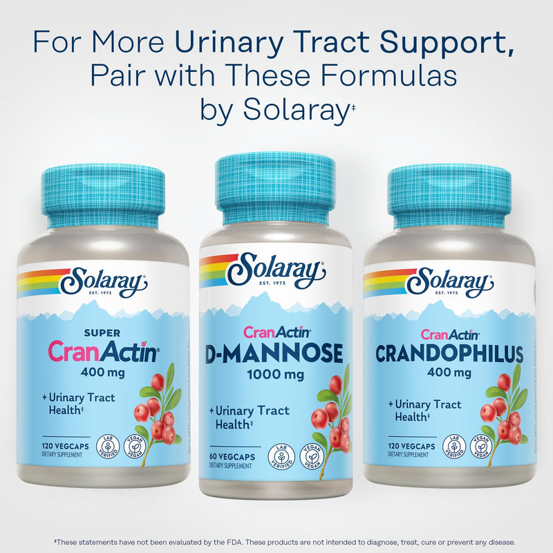 [Australia] - Solaray D-Mannose 1000mg with CranActin Cranberry Extract - D Mannose Cranberry Supplement with Vitamin C - Supports Urinary Tract and Bladder Health - Vegan, 60 Day Guarantee, 30 Servings, 60 VegCaps 60 Count (Pack of 1) 