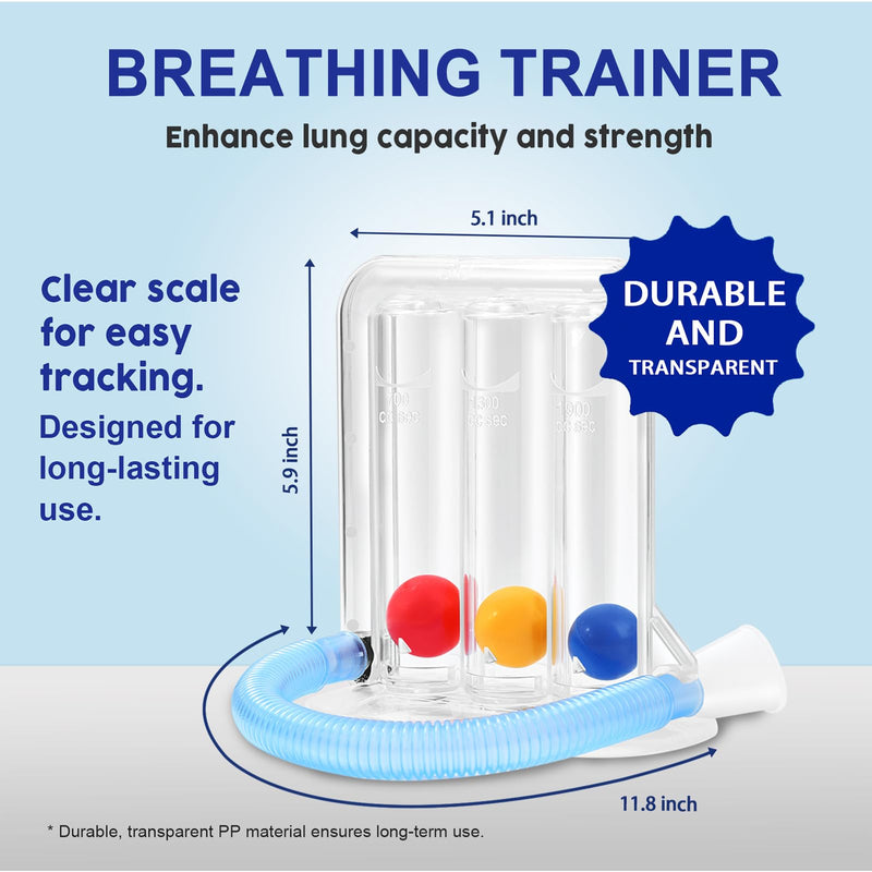 [Australia] - Breathing Exercise Device for Lungs, Incentive Spirometer,Upgraded Capacity 1900cc/sec, Improves Breathing and Lung Function Transparent-blue06 
