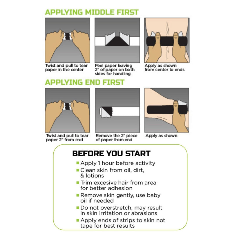 Green Drop Kinesiology Tape – Breathable, Patented, Natural Relief-Herb-Infused Support, HSA/FSA Approved - 20 Precut Strips, 20 Count