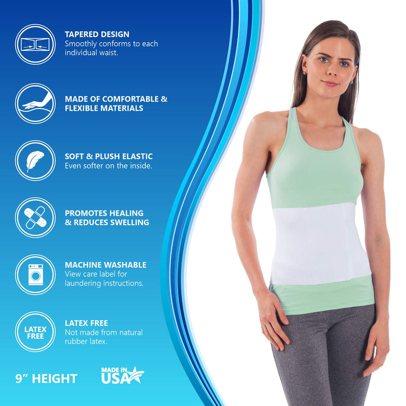 [Australia] - NYOrtho Tapered Abdominal Binder - Firm Compression Wrap - Breathable Stomach Support Post Injury or Surgery - with Contoured Body-Specific Design - 30-36 Inch Made in USA 9 Inch High 