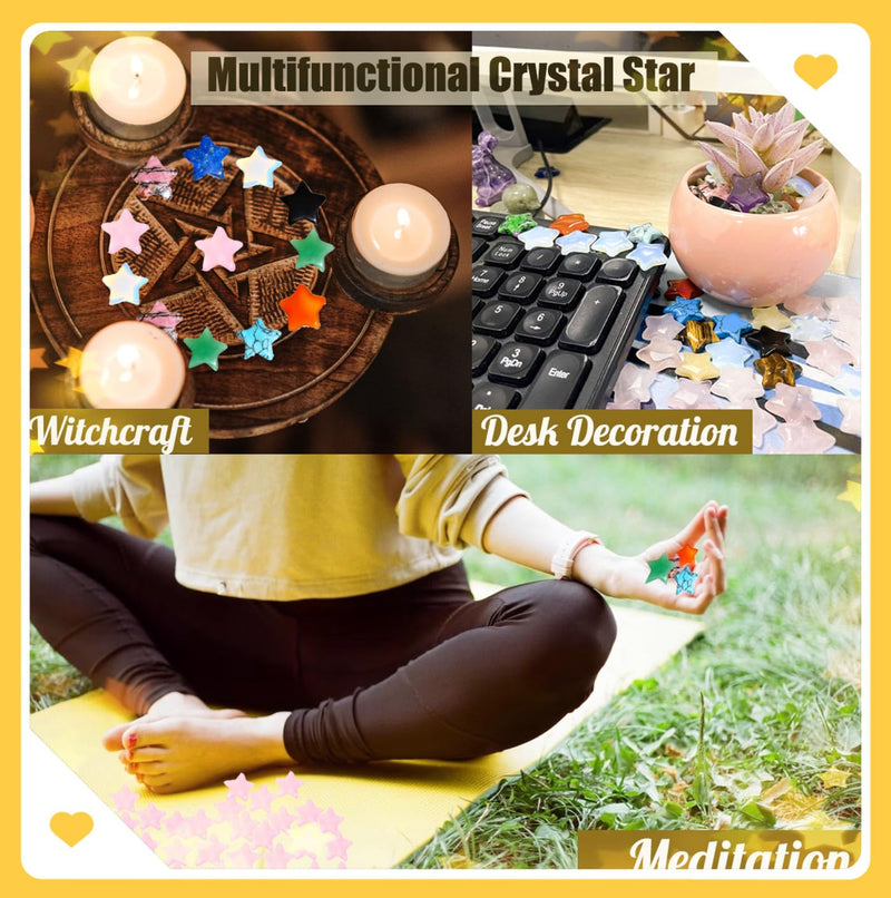 [Australia] - DUQGUHO 20 Pcs Crystals Star Natural Healing Crystal Set Polished Stone Chakra Assorted Crystals Protection Sacred Meditation Energy Reiki Balancing Crystal Multicolor-20 Pcs 