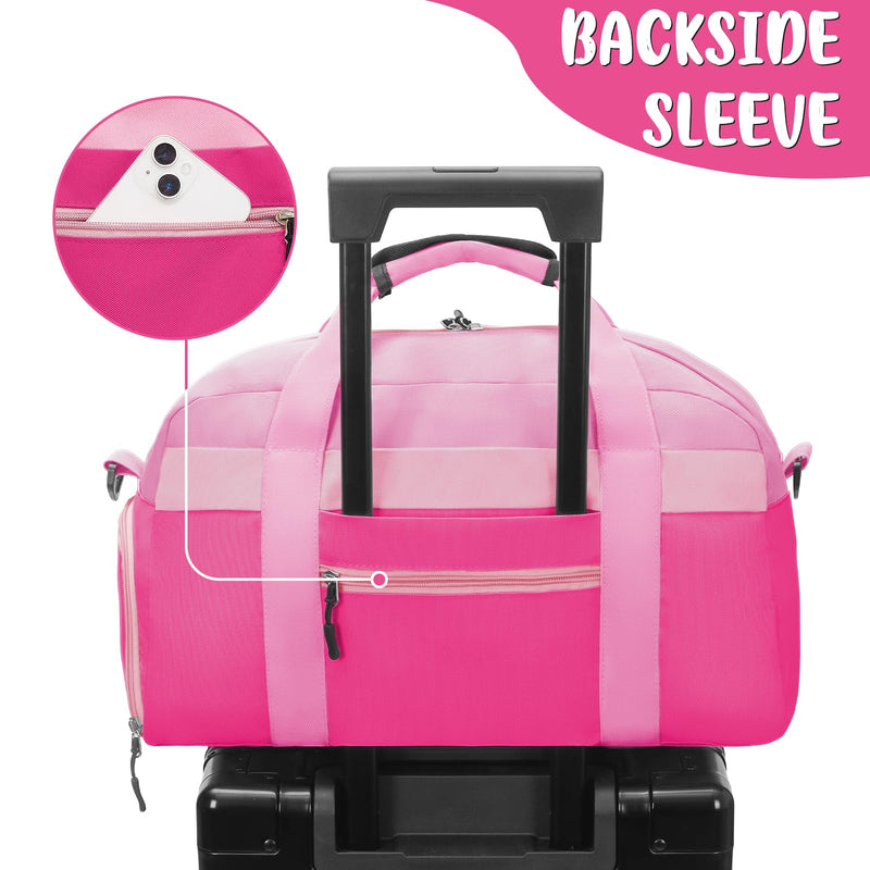 WOOMADA Kids Duffle Bag for Boys or Girls, Kids Overnight Bag with Shoe Compartment＆Wet Pocket, Ideal for School Practice, Sports, Travel(pink)