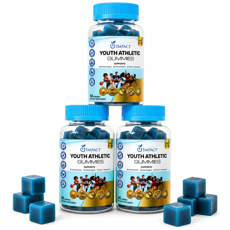 Youth Athletic Gummies – Kids Multivitamin Gummies with Essential Nutrients, Immune & Energy Support, Vegan & Gelatin-Free, Includes Vitamins A, C, B3, B12, Omega-3, Zinc – Ages 5-18