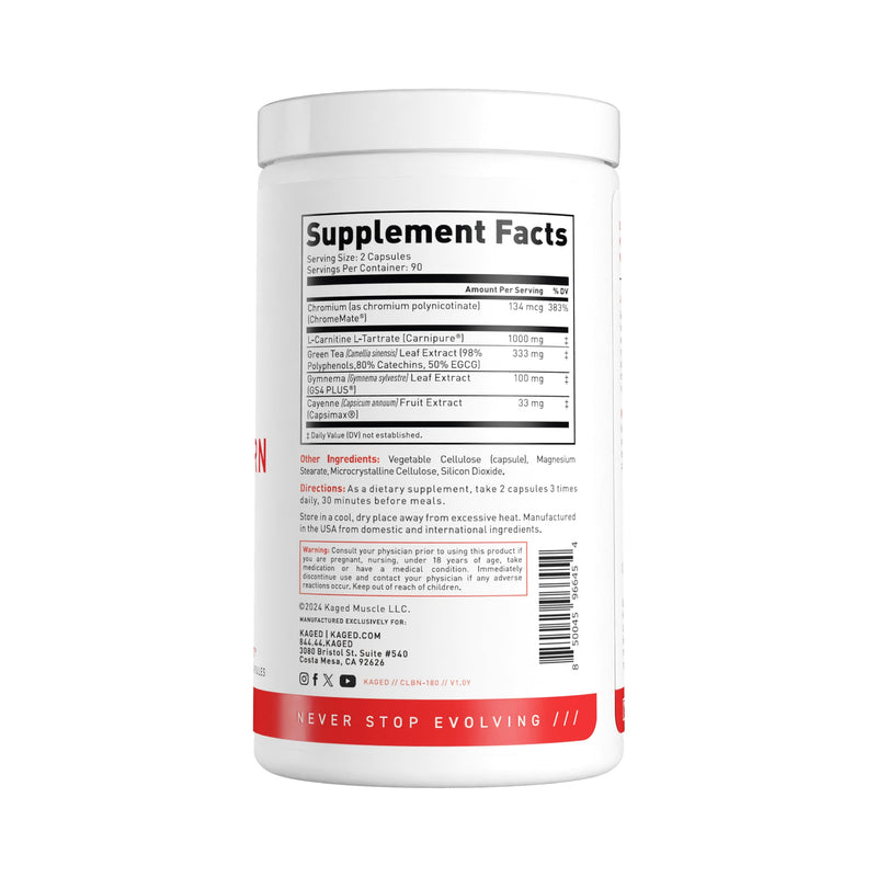Kaged Clean Burn Capsules | Unflavored | Thermogenic Weight Management | Boost Metabolism | Stimulant & Caffeine Free | Supplements for Men & Women | 90 Servings