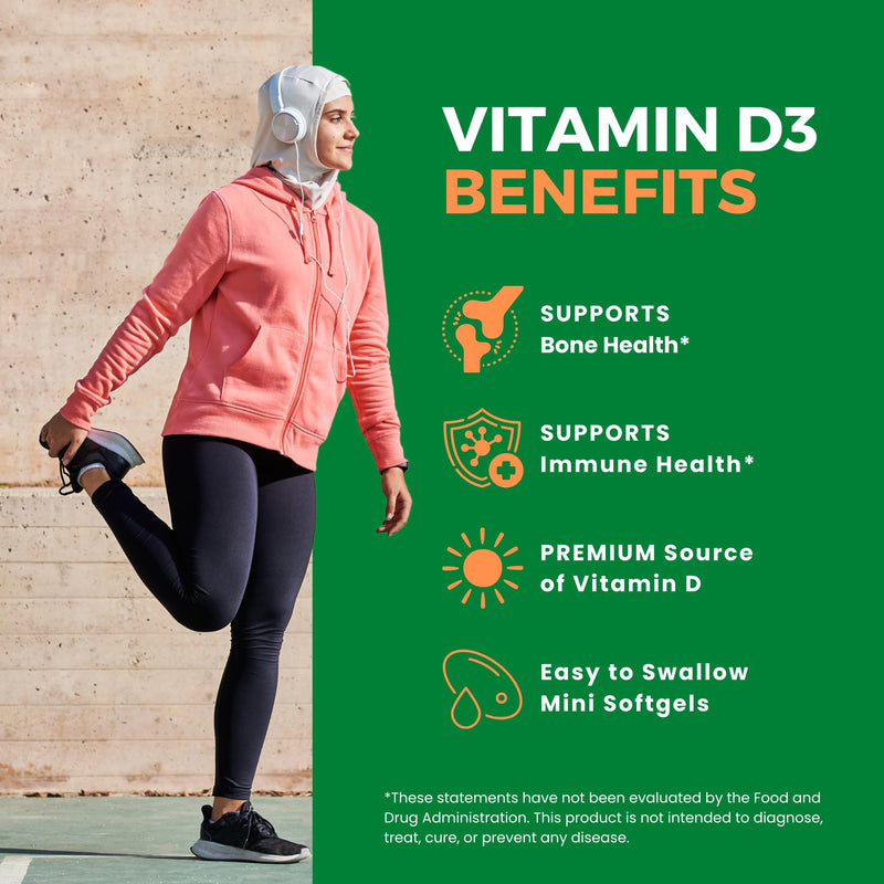 Zaytun Halal Vitamin D3 5000 IU, 6 Months Supply, Supports Bones, Healthy Muscle Function & Immune, Premium Vitamin D from Safflower Oil, Non-GMO, Gluten-Free, 180 Mini Softgels - Made in USA 1
