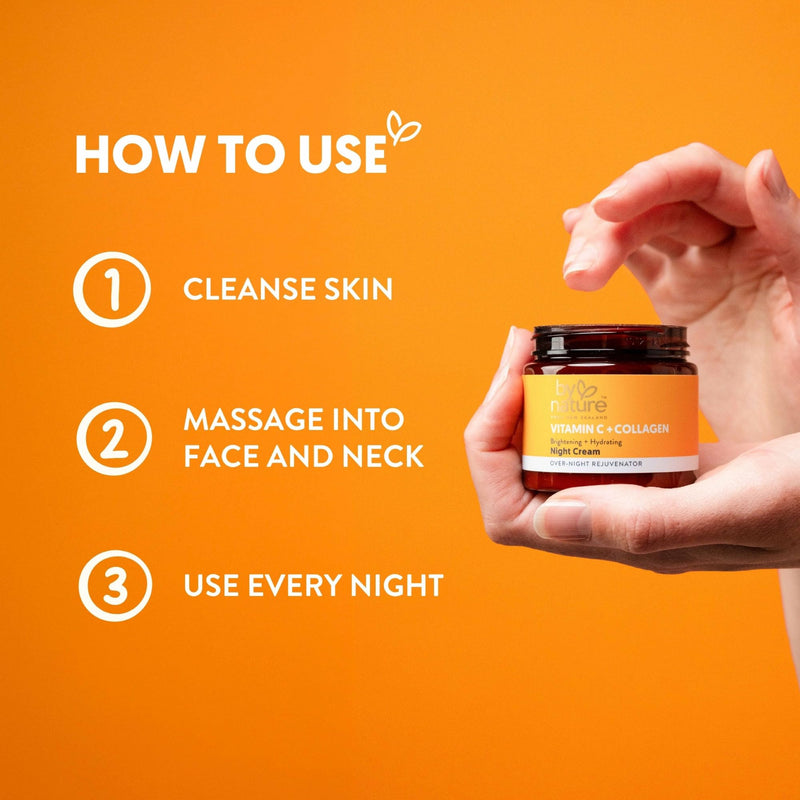 By Nature Face Night Cream, Vitamin C + Collagen - 2 oz | PM Moisturizing Facial Lotion for Women