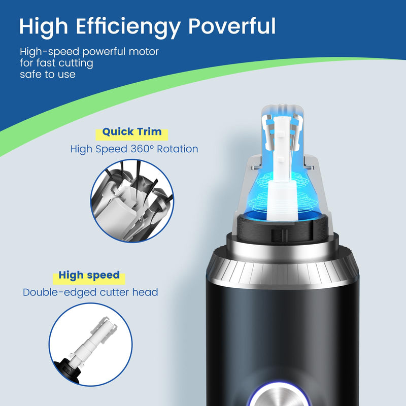Ear and Nose Hair Trimmer for Men, 2025 Professional Painless USB Rechargeable Eyebrow & Facial Hair Trimmer, 13,000 RPM Precision Tool with Powerful Motor and Dual-Edge Blades, IPX7 Waterproof Black