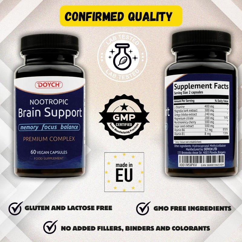 Potent L theanine 400 mg - Boosted with Magnesium Bisglycinate and Bioactive Nootropics Brain Complex - Natural Sleep Support & Relaxation - Magnolia Extract, Ginkgo Biloba, Vitamin B6 & B1