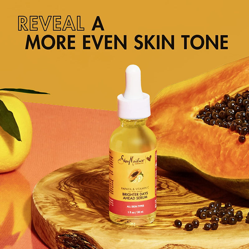 SheaMoisture Papaya & Vitamin C Face Serum, Brighter Days Ahead 2-Pack – for All Skin Types, Even Complexion Tone, Glow Up Essentials, 1 Oz Each