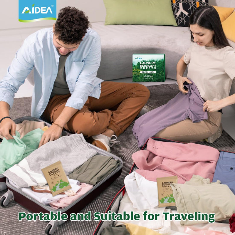 [Australia] - AIDEA Laundry Detergent Sheets, Eco-Friendly Laundry Detergent, Washer Sheets Detergent, No Plastic Jug, Laundry Soap Sheets For Travel, Home Washing, Fresh Scent-(160 Loads) 80 Sheets Fresh Linen 1 Count (Pack of 80) 