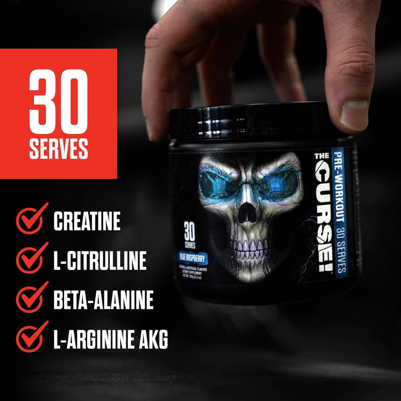 JNX The Curse! Pre Workout Powder - Orange Mango 50 Servings | Preworkout: Boost Strength, Energy + Focus for Men & Women | Caffeine, Beta-Alanine, Creatine & L-Citrulline (150 g, Cherry Limeade) 150 g