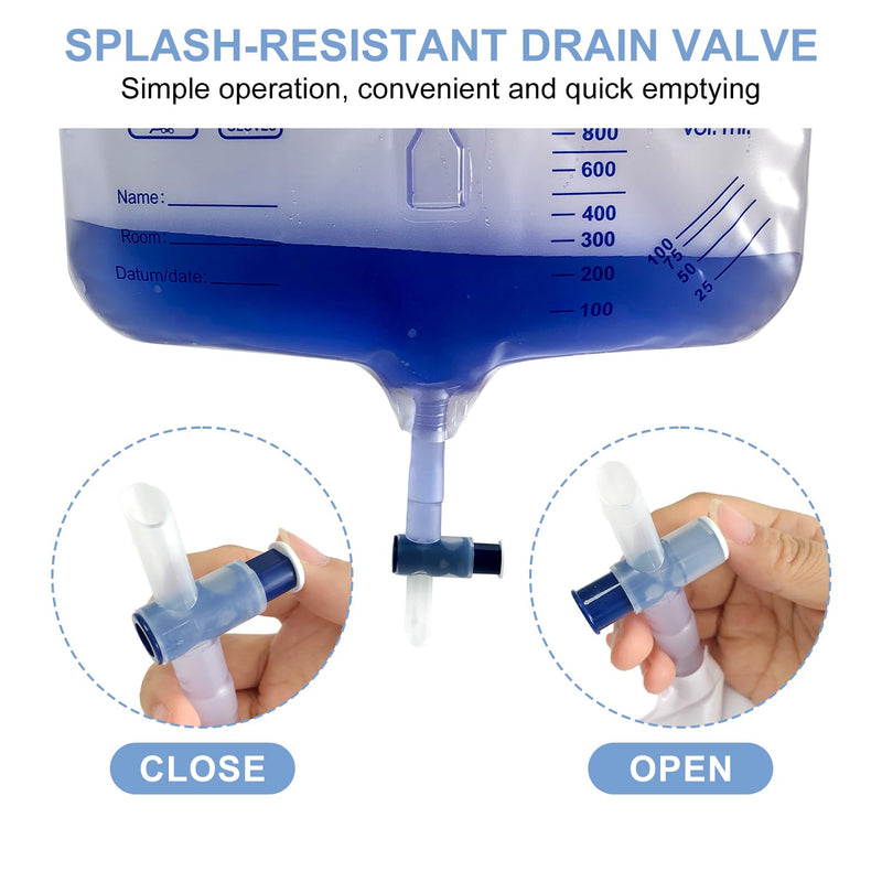 [Australia] - 5 Pack Urinary Drainage Bag with Anti-Reflux Chamber,2000mL Urine Bags with 48" Tube Drainage,Splash-Resistant Drain Spout,Clips and Hanging Hook,Disposable Urine Bags for Men 5 Pack 