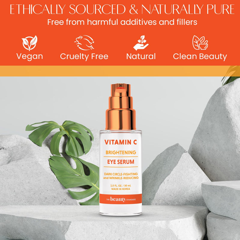 Vitamin C Under Eye Serum - Anti-Aging, Reduces Puffiness, Dark Circles & Wrinkles, Hydrating - Dermatologist Tested, Korean Skin Care - 1 oz / 30 ml Vitamin C (1 Pack)