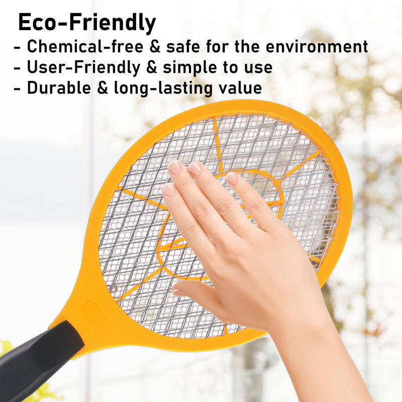 [Australia] - Electric Fly Swatter Handheld Bug Zapper - Indoor Outdoor Zapping Racket for Pest Mosquito & Flies - Battery Powered Safe to Touch with 3-Layer Safety Mesh, standard Size, Pack of 2 2 pcs 
