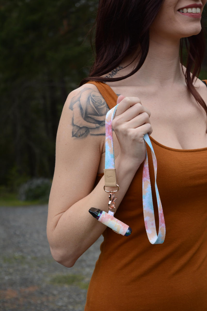 [Australia] - River & Rain Lanyard & Elastic Anti Lost Device Holder Case Leash Necklace for many uses Large Gray Tiedye 