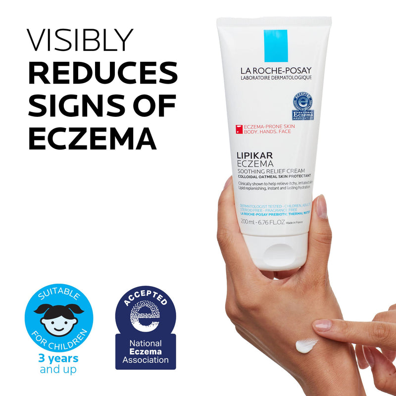 La Roche-Posay Lipikar Soothing Relief Eczema Cream, Sensitive Skin 6.8oz | Face & body lotion for eczema, dry, sensitive skin with colloidal oatmeal. Soothes and relieves irritation. 6.8 Fl Oz (Pack of 1)