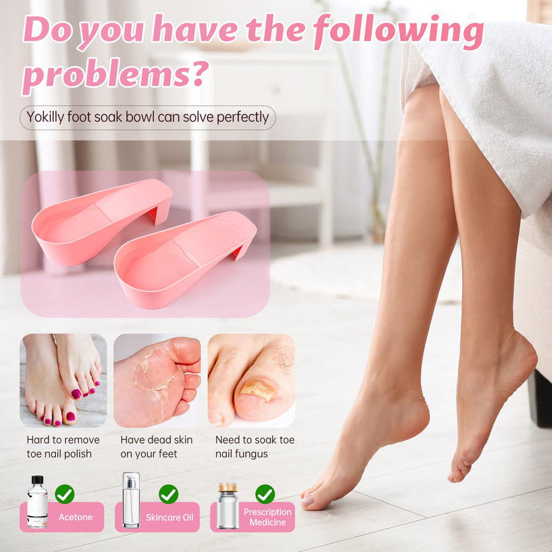 Yokilly Toe Nail Soaking Bowl: 2 PCS Shoe Design Toenails Soak Off Bowl | Foot Bath Soak Tub Bowl - Acetone Proof Pedicure Foot Spa Nail Soaker Bowl for Soak Off Dip Powder Gel Polish Remover-Pink 2 Pcs Pink