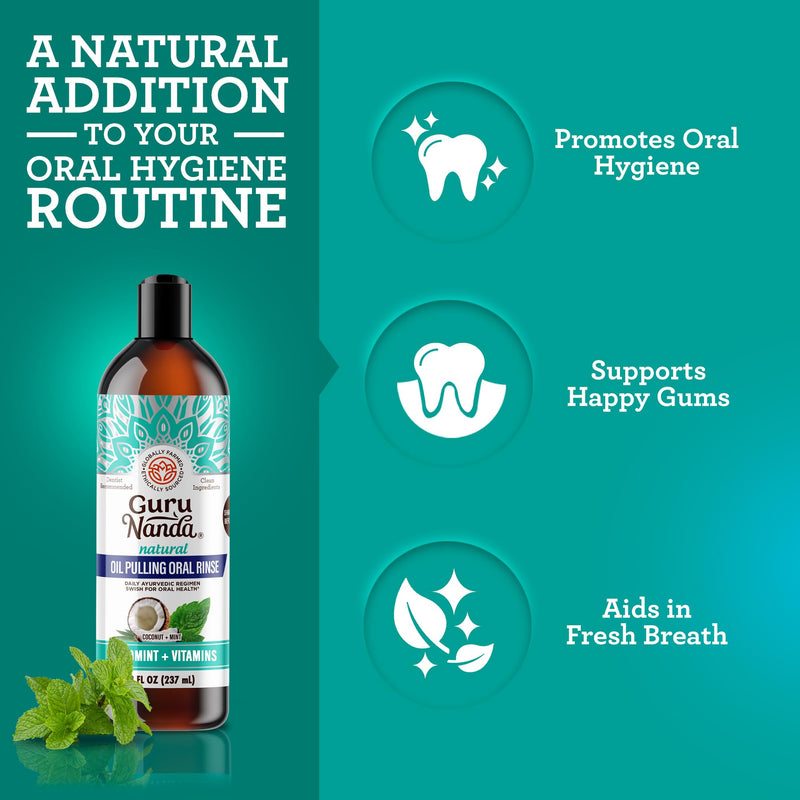GuruNanda Ultimate Natural Teeth Brightening Bundle - Coconut & Peppermint Oil Pulling (2 Pack) & CocoMint Oil Pulling for a Naturally Bright Smile & Happy Gums