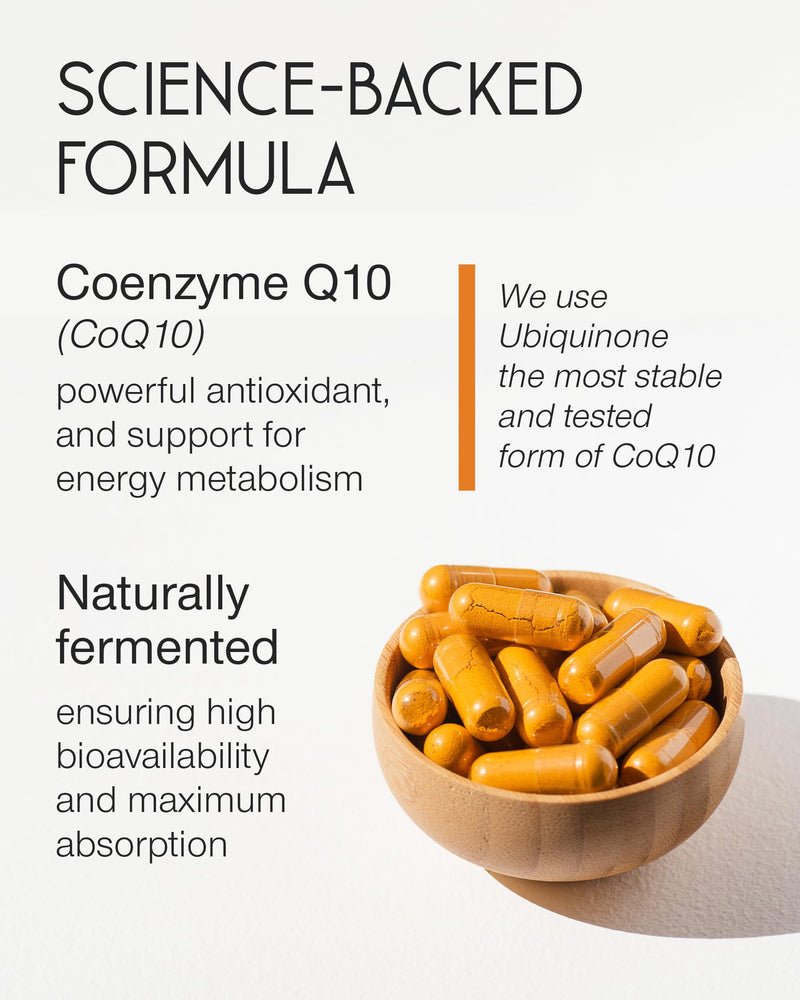 CoQ10 Supplement - Coenzyme Q10 High Strength 200mg - 60 Capsules - Vegan Naturally Fermented Ubiquinone - Co Enzyme CQ10 High Absorption - UK Made 1