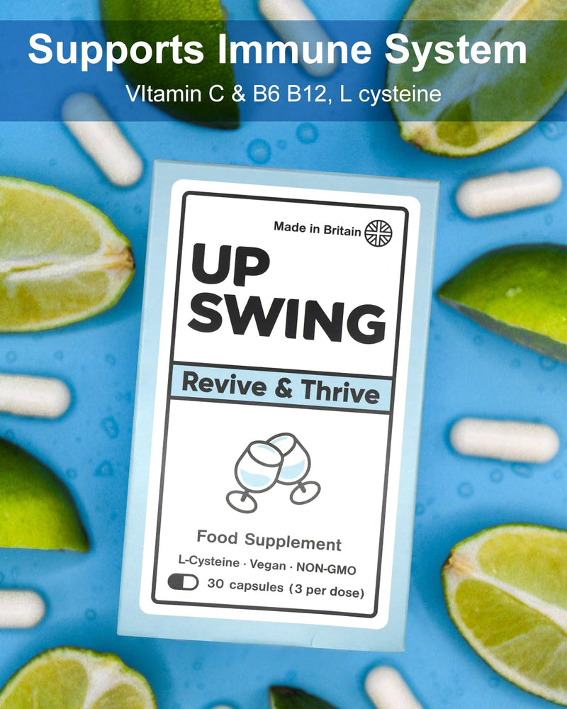 Festival Essential, Upswing After Party Recovery Supplement, L Cysteine HCL Supports Liver Cleanse & Boost Energy, Vitamin Bs C, Vegan Capsules- 30 Starter Pack