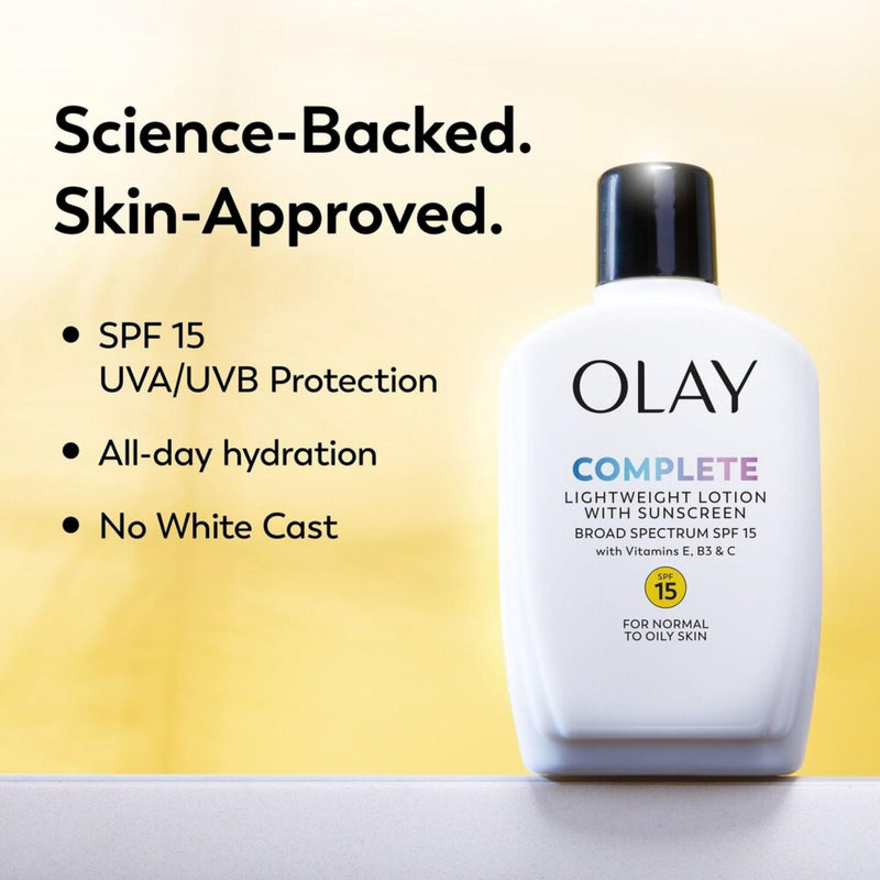 Olay Complete Lotion Moisturizer with SPF 15 Normal, 6.0 fl oz White 6 Fl Oz (Pack of 1)