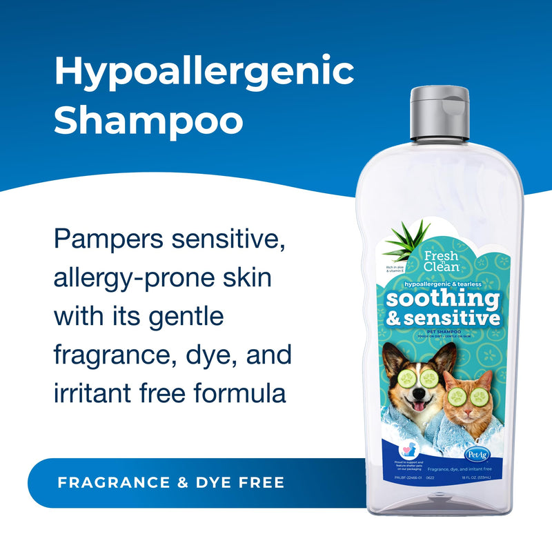 PetAg Fresh ’n Clean Soothing & Sensitive Pet Shampoo - 18 oz - Hypoallergenic & Tearless Pet Shampoo for Dogs, Cats & Small Animals with Aloe & Vitamin E - Fragrance Free - PawsPlanet Australia