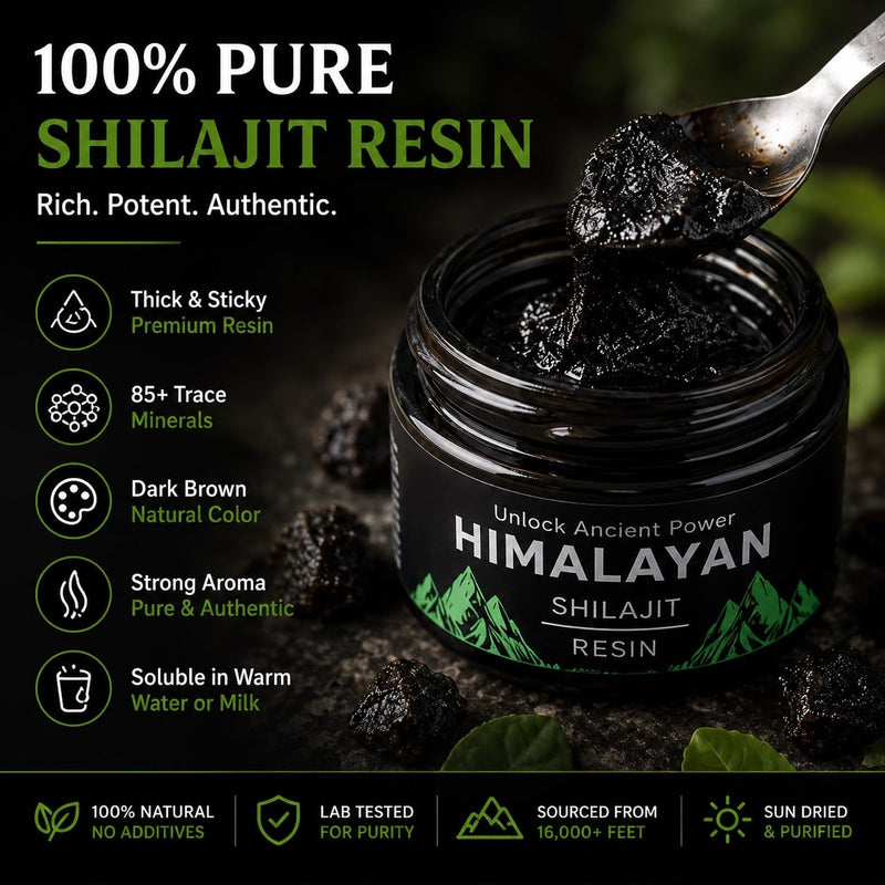 The Organic Vital Himalayan Shilajit Resin – Natural Energy and Vitality Support for Men and Women - 20g - Pure Mineral Supplement for Stamina & Brain Health