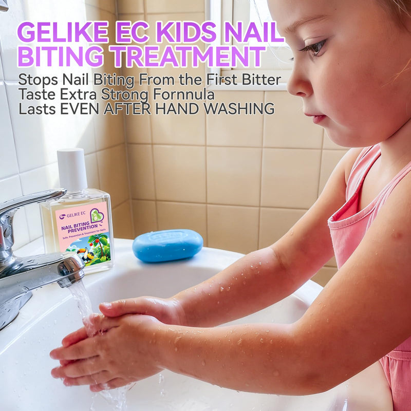 Gelike ec Stop Kids Nail Biting: Strong Extra Bitter Polish for Children | Safe Non Toxic Japanese Vegan Organic Formula to Stop Nail Biting & Thumb Sucking - Long Lasting Clear Treatment for girls