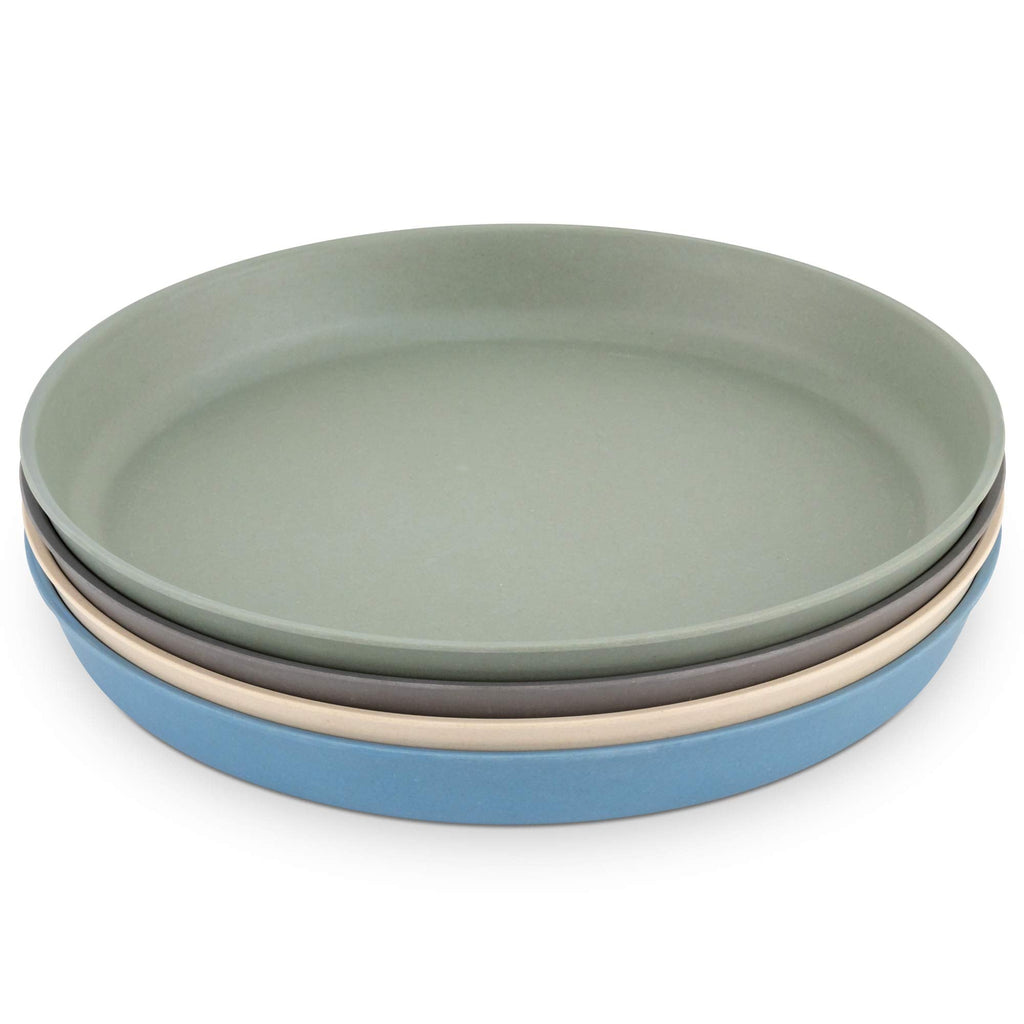 WeeSprout Bamboo Plates (Blue, Green, Gray, & Beige, Without Lids) Blue, Green, Gray, & Beige