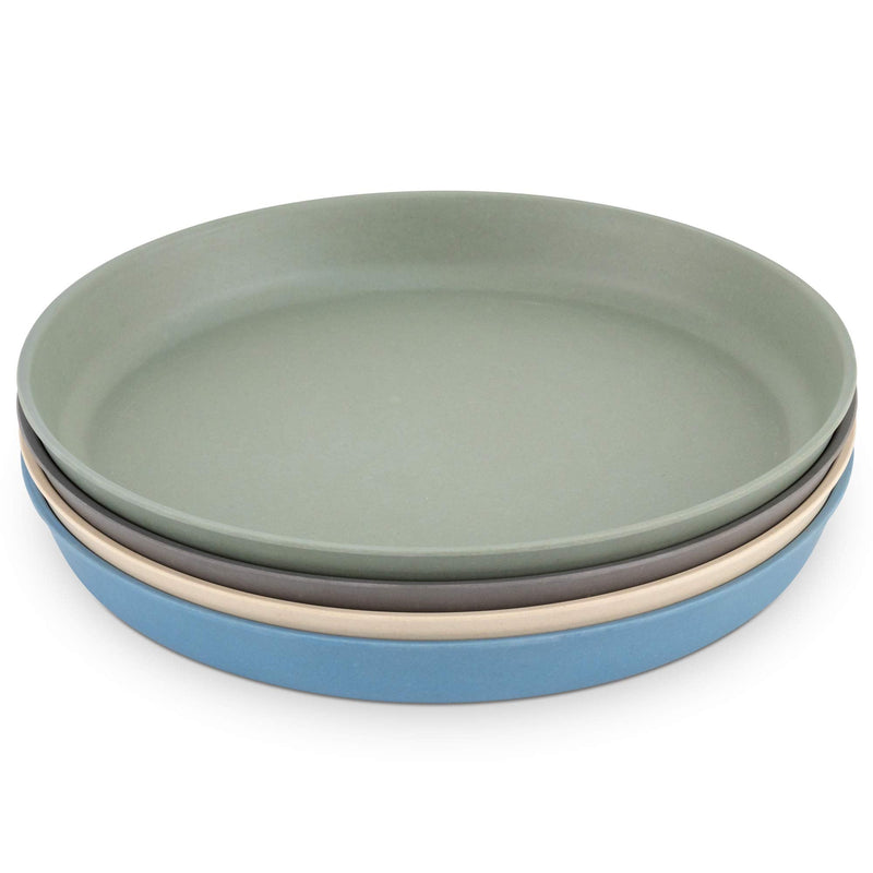 WeeSprout Bamboo Plates (Blue, Green, Gray, & Beige, Without Lids) Blue, Green, Gray, & Beige