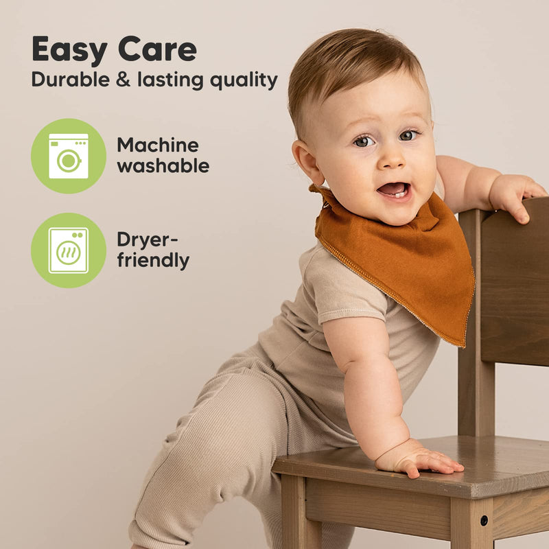 [Australia] - KeaBabies 8-Pack Organic Baby Bandana Drool Bibs - Stylish Unisex Bandana Bibs, Super Absorbent Bandana Drool Bibs, Gentle Teething Bibs for Infants, Organic Cotton Baby Bib (Basics) One Size (Pack of 8) Basics 