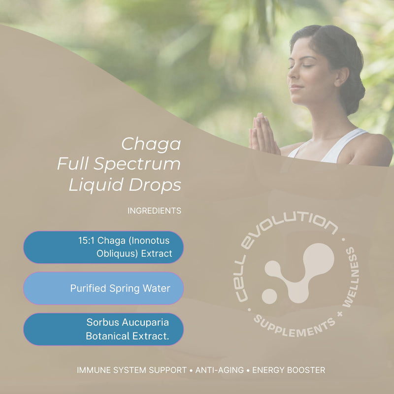 Chaga Full Spectrum Liquid Mushroom Drops Supplement, Super Strength 72,000mg (15:1), Immune Support & Anti Aging, Natural & Suitable for Vegans & Vegetarians