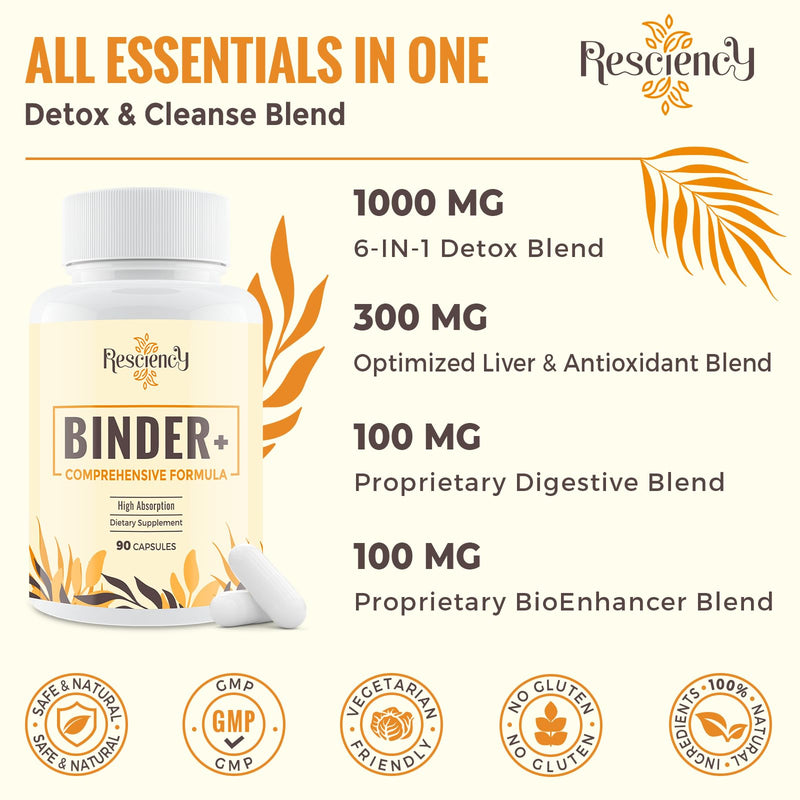 [Australia] - Detox Binder Supplement ‚Äì Activated Charcoal, Zeolite, Bentonite Clay, Milk Thistle, Proprietary Blends - Liver & Gut, Max Absorption, 90 Vegan Capsules 90 Count (Pack of 1) 
