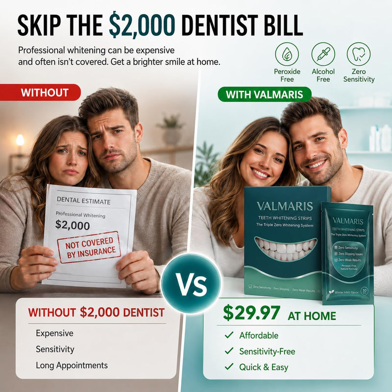 Premium Teeth Whitening Strips for Sensitive Teeth, 28 Strips, 14 Day At Home Stain Remover Pap Peroxide Free Non-Slip Dry Strips, Enamel Safe Whitening Kit, Winter Mint Flavor Winter 𝗠𝗶𝗻𝘁
