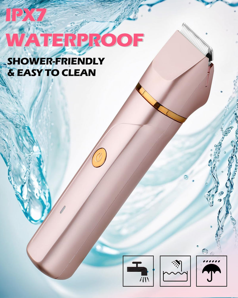 [Australia] - Bikini Trimmer for Women Electric Razors Personal Groomer for Face Pubic Hair Removal, Painless Electric Shaver for Private Area,Underarm, Legs, Arms, Rechargeable,IPX7 Waterproof Rose Pink 