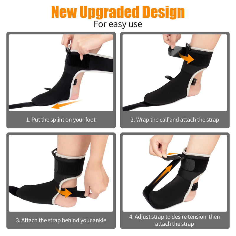 [Australia] - Plantar Fasciitis Night Splint Sock Upgraded Plantar Fasciitis Brace for Women Men with Arch Support for Achilles Tendonitis Foot Drop Heel Spur Pain Relief Black (Medium) Medium 