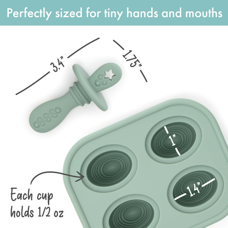 [Australia] - Silicone Petite Pops - Baby Popsicle Mold - BPA Free - Dishwasher Safe - 4 months+ (Sage Green Teether Pops) Sage Green Teether Pops 