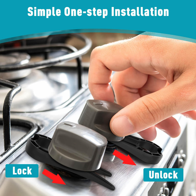 [Australia] - Stove Locks Child Safety, 5 Pack Stove Knob Locks with Universal Size, Clear View Stove Knobs Locks for Kids and Pets Proof Black 