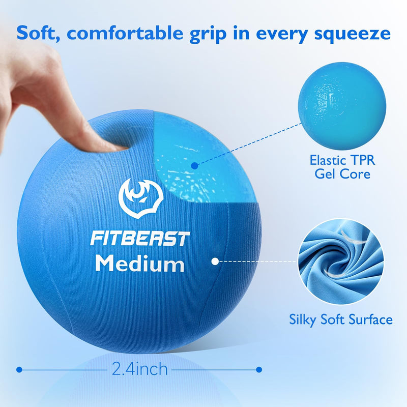 [Australia] - FitBeast Stress Balls for Adults, 6-Pack Hand Therapy Balls, Soft, Medium, Hard Tri-Density, Green, Orange, Blue 6 Piece Set - Gray, Sky, Black 